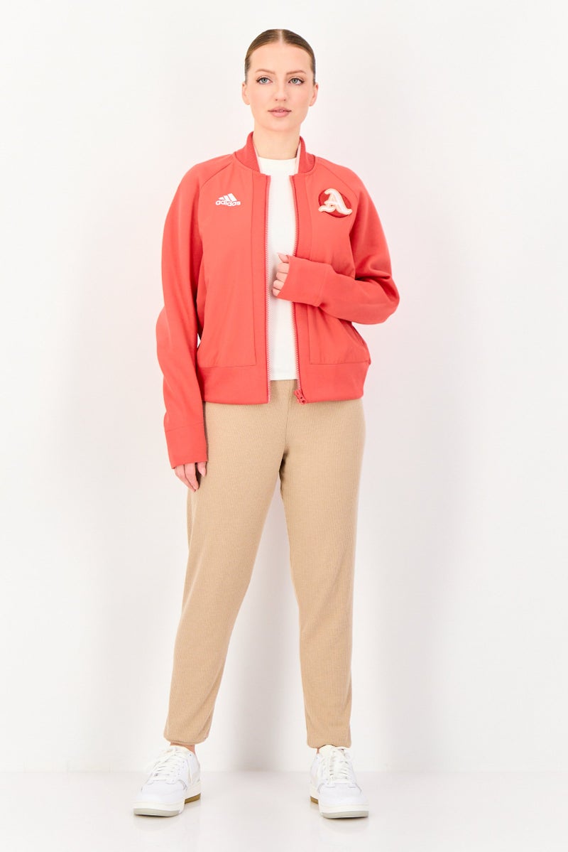 Adidas Women Sportswear Fit Embroidered Logo Outdoor Sweatshirt, Red - Image 4