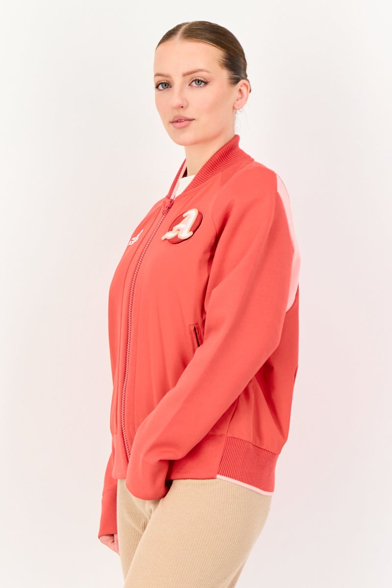 Adidas Women Sportswear Fit Embroidered Logo Outdoor Sweatshirt, Red - Image 2