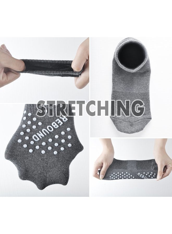 DIBAOLONG Non Slip Yoga Socks for Women, Anti-Skid Gripper Socks Pilates Barre Bikram Fitness Socks with Grips, 3 Pair With Grips (1 Black+1 White+1 Gray), Women Shoe 6.5-9/Men Shoe 5-7 - Image 2