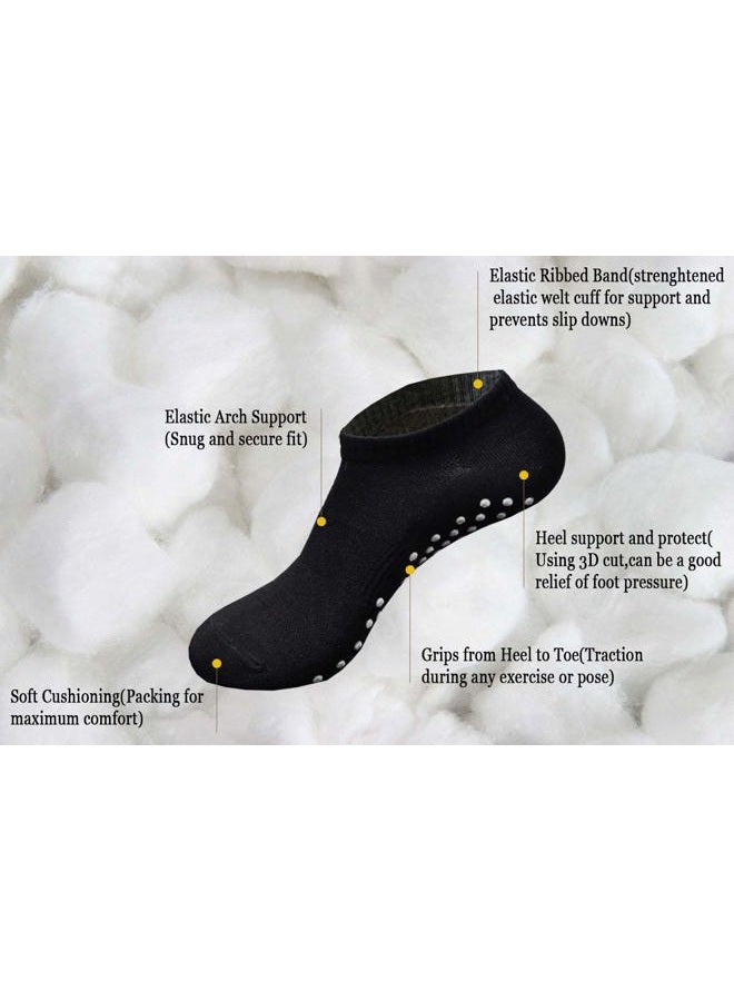 DIBAOLONG Non Slip Yoga Socks for Women, Anti-Skid Gripper Socks Pilates Barre Bikram Fitness Socks with Grips, 3 Pair With Grips (1 Black+1 White+1 Gray), Women Shoe 6.5-9/Men Shoe 5-7 - Image 3