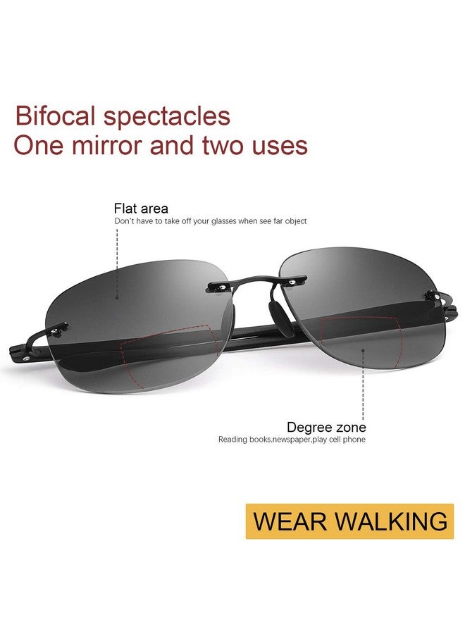 YIMI Pairs Rimless Bifocal Reading Glasses Uv Protection