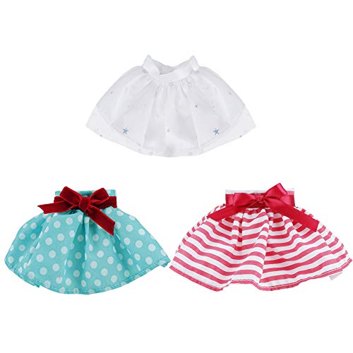 E-TING ETING 3 Pcs Santa Clothing Dress for elf Doll Christmas Accessories White Skirt Green Polka Dot Skirt RedWhite Striped Skirt - Image 1