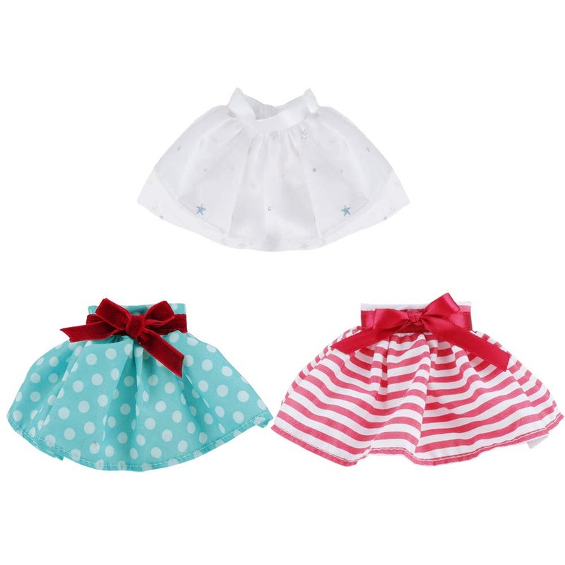 E-TING ETING 3 Pcs Santa Clothing Dress for elf Doll Christmas Accessories White Skirt Green Polka Dot Skirt RedWhite Striped Skirt - Image 3