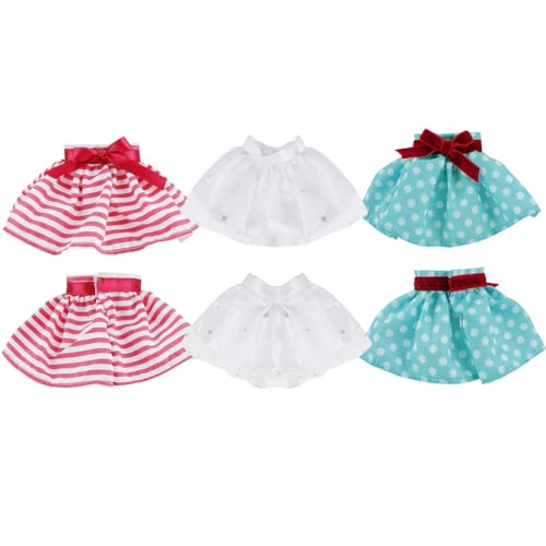 E-TING ETING 3 Pcs Santa Clothing Dress for elf Doll Christmas Accessories White Skirt Green Polka Dot Skirt RedWhite Striped Skirt - Image 5
