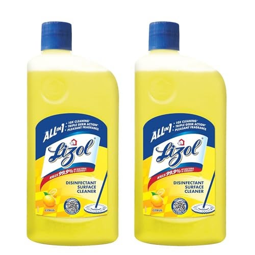Lizol Disinfectant Surface & Floor Cleaner Liquid, Citrus - 625 ml (Pack of 2) | Suitable for All Floor Cleaner Mops | Kills 99.9% Germs| India's #1 Floor Cleaner - Image 1