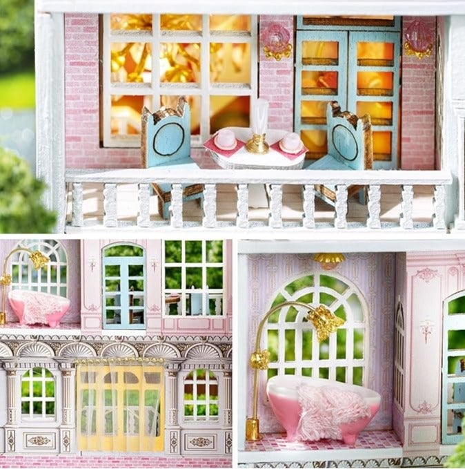 HASSM Realistic 3D DIY Miniature Wooden House Toy Set with Furniture - Image 4