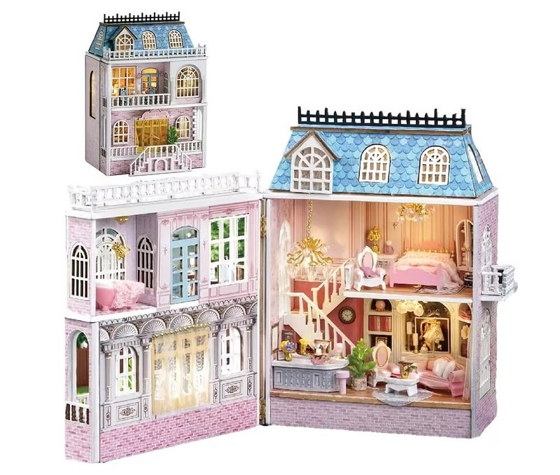 HASSM Realistic 3D DIY Miniature Wooden House Toy Set with Furniture - Image 1