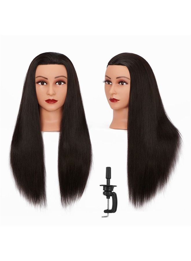 HAIRGINKGO Mannequin Head 26"-28" Synthetic Fiber Training Head Braiding Head Hair Styling Manikin Cosmetology Doll Head Hairdresser Training Model for Cutting Braiding Practice with Clamp 92022LB0220 - Image 1