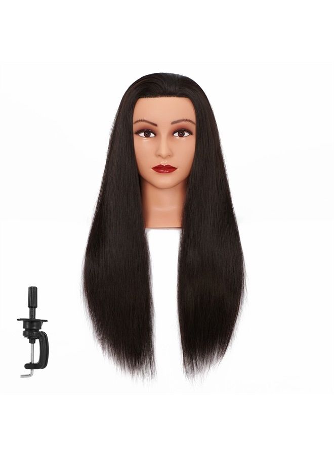 HAIRGINKGO Mannequin Head 26"-28" Synthetic Fiber Training Head Braiding Head Hair Styling Manikin Cosmetology Doll Head Hairdresser Training Model for Cutting Braiding Practice with Clamp 92022LB0220 - Image 2