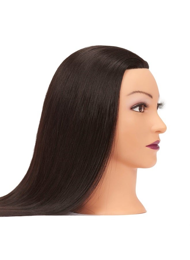 HAIRGINKGO Mannequin Head 26"-28" Synthetic Fiber Training Head Braiding Head Hair Styling Manikin Cosmetology Doll Head Hairdresser Training Model for Cutting Braiding Practice with Clamp 92022LB0220 - Image 4