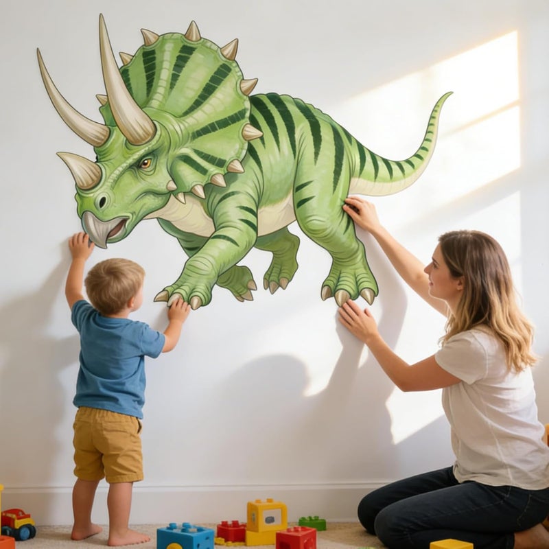 ARS Dinosaur Wall Decals for Boys Room: Triceratops Dino Theme Boys Bedroom Decor with Peel and Stick Removable Vinyl Wall Stickers for Kids Ages 0-12 Years - Image 3