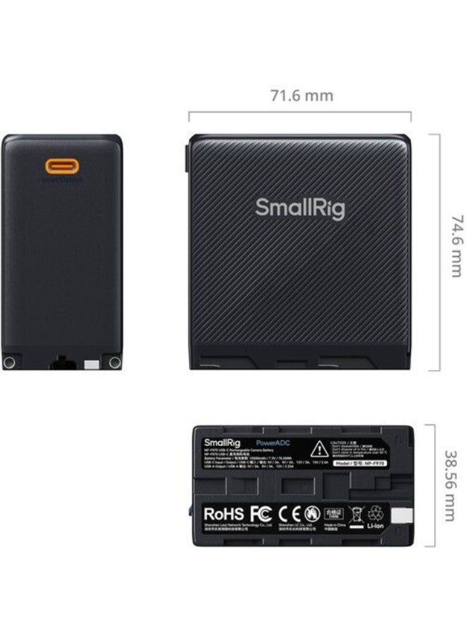 SMALLRIG بطارية كاميرا قابلة للشحن عبر USB-C من نوع L-Series/NP-F970 (أسود) - Image 4