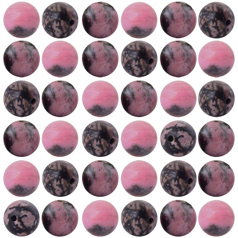 Natural Stone Beads 100pcs 8mm Black Stripe Rhodonite Round Real Stone Beading Loose Gemstone Hole 1mm DIY Charm Beads for Bracelet Necklace Earrings Jewelry Making Black Stripe Rhodochrosite 8mm