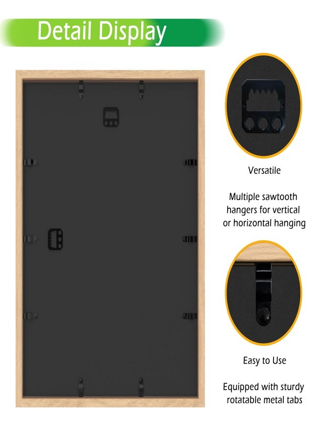FrameWorks 12” x 16” Natural Oak Wooden Shadow Box Frame - Display Case with Soft Felt Back, Memory Box with Tempered Glass, Display Box with Elegant White Ball Push Pins, Wooden Flower Box - Image 4