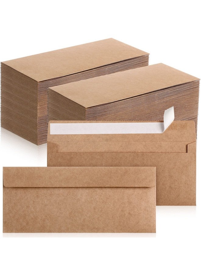 Jutom 500 Pcs Kraft Envelopes Letter Size Bulk 10 Business Security Envelopes Sealed 41/8 X 91/2 In Flap Envelopes Office Printable Mailing Envelopes Windowless Invisible Envelopes (Brown) - Image 1