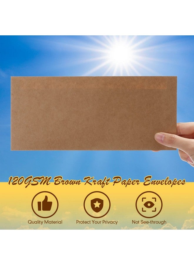 Jutom 500 Pcs Kraft Envelopes Letter Size Bulk 10 Business Security Envelopes Sealed 41/8 X 91/2 In Flap Envelopes Office Printable Mailing Envelopes Windowless Invisible Envelopes (Brown) - Image 4