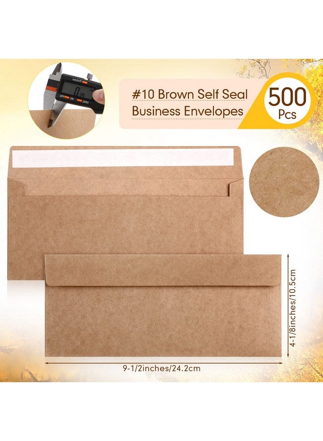 Jutom 500 Pcs Kraft Envelopes Letter Size Bulk 10 Business Security Envelopes Sealed 41/8 X 91/2 In Flap Envelopes Office Printable Mailing Envelopes Windowless Invisible Envelopes (Brown) - Image 2