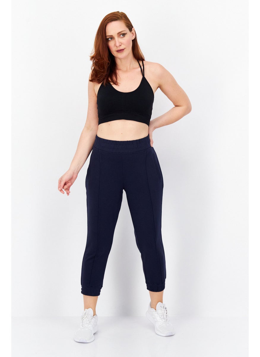 Marc New York Women Regular Fit Brand Logo Jogger Pants, Navy Blue  - Image 2