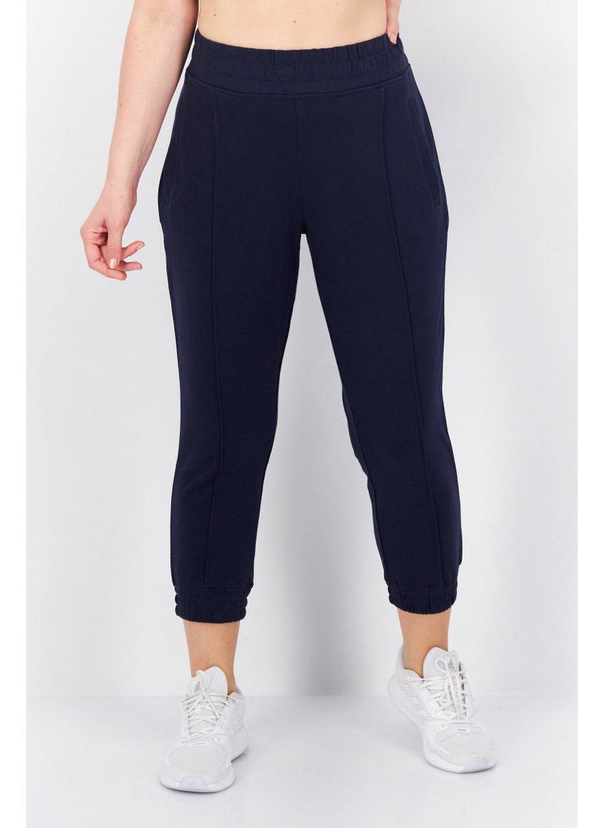 Marc New York Women Regular Fit Brand Logo Jogger Pants, Navy Blue  - Image 1