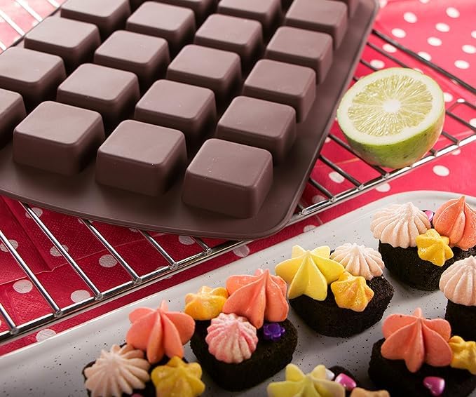 MoldBerry Silicone Square Chocolate Mold 24 Cavity | Food Grade Non-Stick Brownie & Candy Mould for Chocolate, Gummy, Toffee, Barfi, Mithai | Pack 1 - Image 3