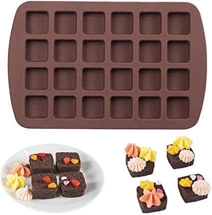 MoldBerry Silicone Square Chocolate Mold 24 Cavity | Food Grade Non-Stick Brownie & Candy Mould for Chocolate, Gummy, Toffee, Barfi, Mithai | Pack 1 - Image 1