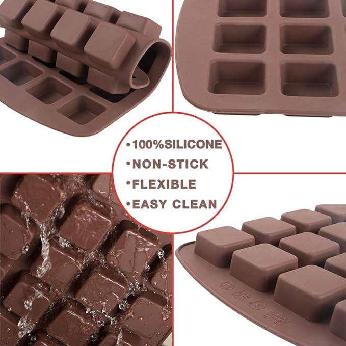 MoldBerry Silicone Square Chocolate Mold 24 Cavity | Food Grade Non-Stick Brownie & Candy Mould for Chocolate, Gummy, Toffee, Barfi, Mithai | Pack 1 - Image 5