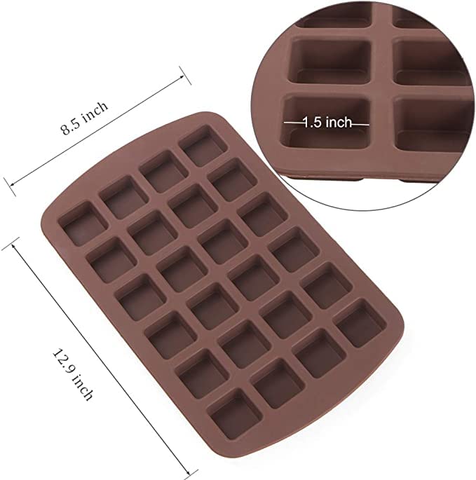 MoldBerry Silicone Square Chocolate Mold 24 Cavity | Food Grade Non-Stick Brownie & Candy Mould for Chocolate, Gummy, Toffee, Barfi, Mithai | Pack 1 - Image 2
