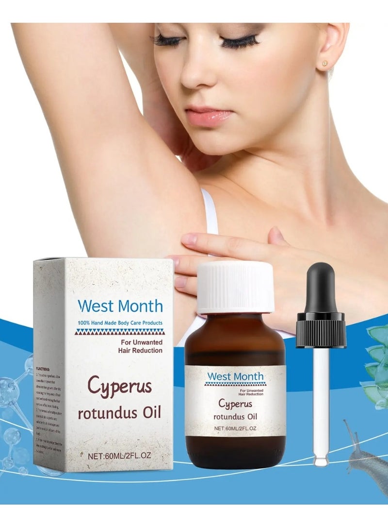 WEST MONTH Cyperus Rotundus Oil 60ml Cyprus Oil Natural Nut Grass Oil for Reducing Body Hair Growth Smooth Skin and Hair Removal Moisturizing Nourishing and Soothing Gentle and non irritating - Image 4