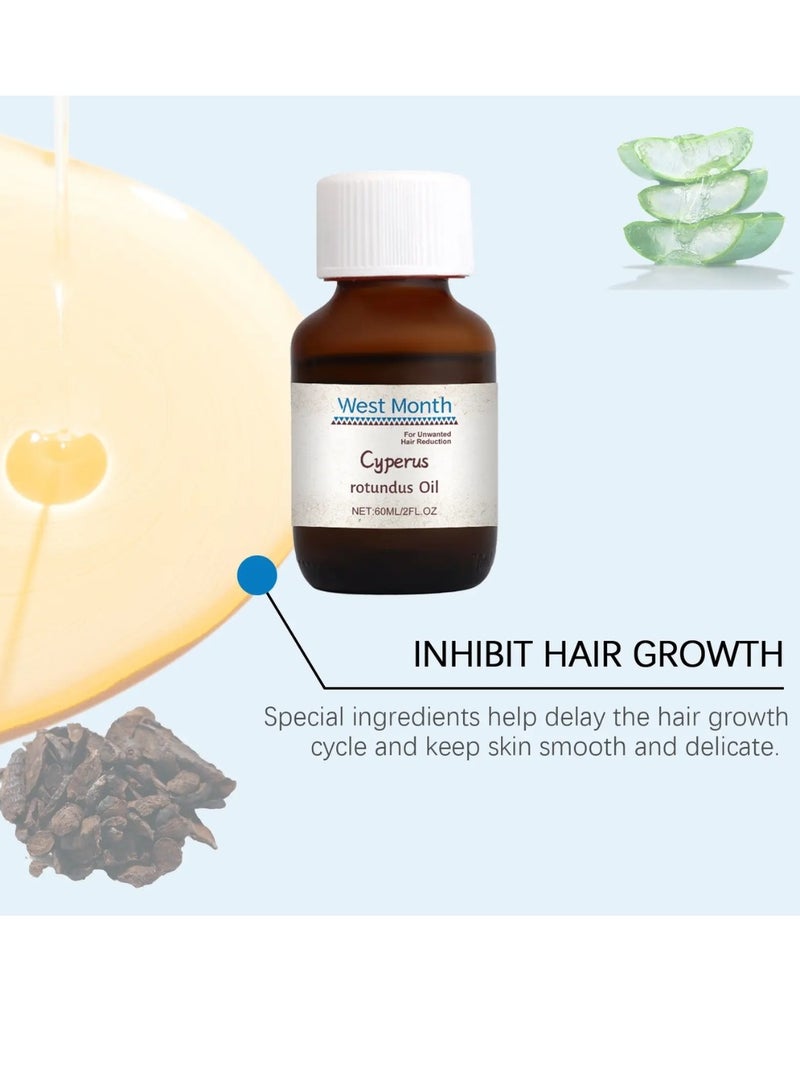 WEST MONTH Cyperus Rotundus Oil 60ml Cyprus Oil Natural Nut Grass Oil for Reducing Body Hair Growth Smooth Skin and Hair Removal Moisturizing Nourishing and Soothing Gentle and non irritating - Image 5