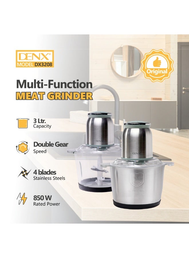 DENX DX3208 - Multifunctional Meat Grinder with 3L Capacity - Image 2