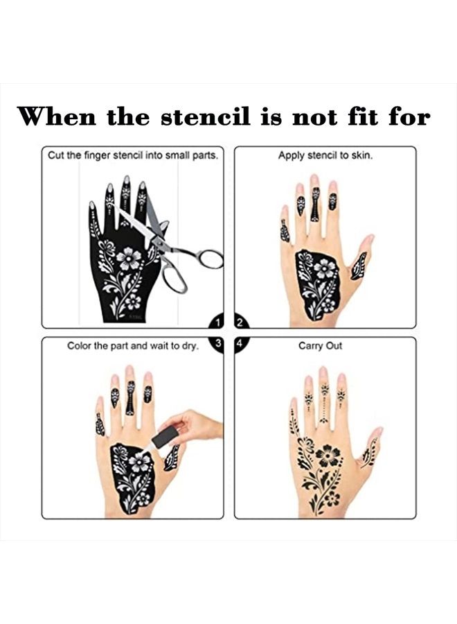 Xmasir 6 Sheets India Henna Tattoo Stencil Kit for Women Girl Hand Art Painting Temporary Tattoo Sticker Glitter Templates 7.87'' x 4'' - Image 4