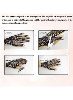 XMASIR Xmasir 6 Sheets India Henna Tattoo Stencil Kit for Women Girl Hand Art Painting Temporary Tattoo Sticker Glitter Templates 7.87'' x 4''  - Image 5