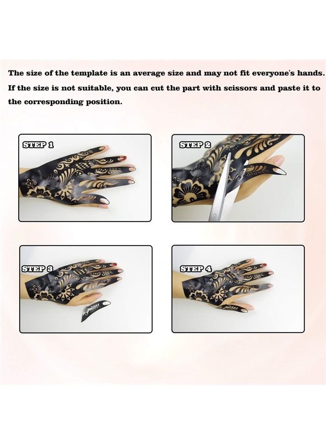 Xmasir 6 Sheets India Henna Tattoo Stencil Kit for Women Girl Hand Art Painting Temporary Tattoo Sticker Glitter Templates 7.87'' x 4'' - Image 5