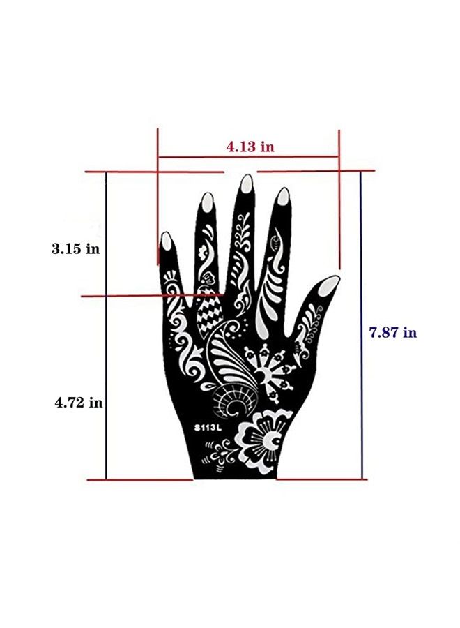 Xmasir 6 Sheets India Henna Tattoo Stencil Kit for Women Girl Hand Art Painting Temporary Tattoo Sticker Glitter Templates 7.87'' x 4'' - Image 2