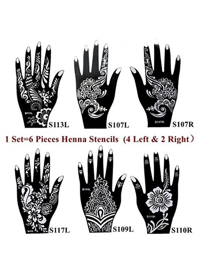 Xmasir 6 Sheets India Henna Tattoo Stencil Kit for Women Girl Hand Art Painting Temporary Tattoo Sticker Glitter Templates 7.87'' x 4'' - Image 3