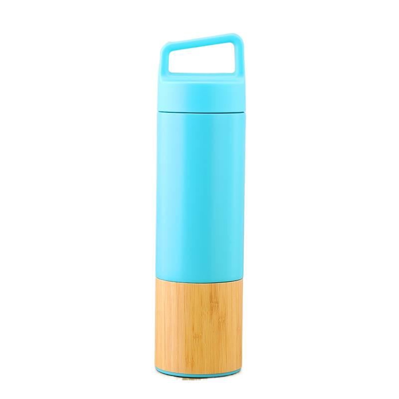 كوب قهوة للسفر بمقبض سهل الحمل ومناسب لحامل الأكواب من ستانلس ستيل، أخضر، 500 ml، مناسب للتنقل مع مقبض من الستانلس ستيل باللون الأخضر - Lilac Ribbon - Image 1