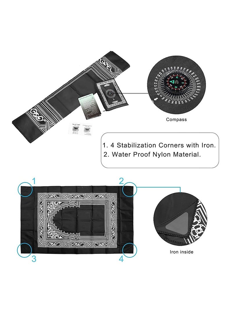 2 Pieces Portable Travel Prayer Mat with Compass, Waterproof Polyester Prayer Rug, Muslim Travel Prayer Mat,Easy to carry pocket size for Ramadan Gifts (60cm×100cm) - Image 3
