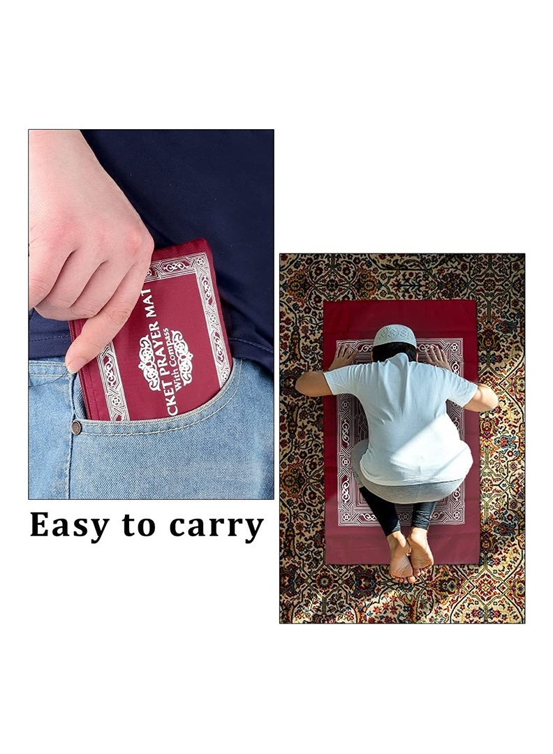 2 Pieces Portable Travel Prayer Mat with Compass, Waterproof Polyester Prayer Rug, Muslim Travel Prayer Mat,Easy to carry pocket size for Ramadan Gifts (60cm×100cm) - Image 4