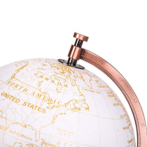 Exerz 8" Globe Golden and White - Wedding Guest Book - Bronze Metal Arc and Base, Coated in Golden Colour in White Globe (English) - Image 3