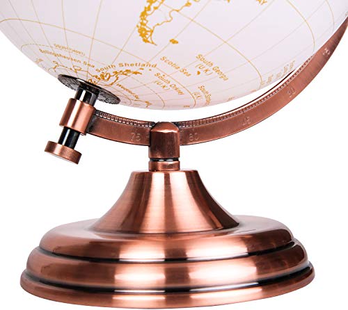Exerz 8" Globe Golden and White - Wedding Guest Book - Bronze Metal Arc and Base, Coated in Golden Colour in White Globe (English) - Image 4