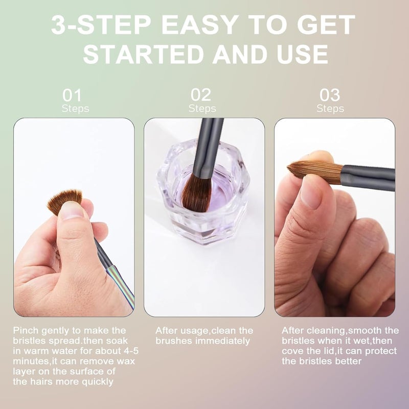 NAILWIND 4 Pcs Acrylic Nail Brush Set Professional Size 681012 Acrylic Brush Strong Durable Acrylics Nail Art Brushes Brushes for Nails for Home DIY Salon - Image 5