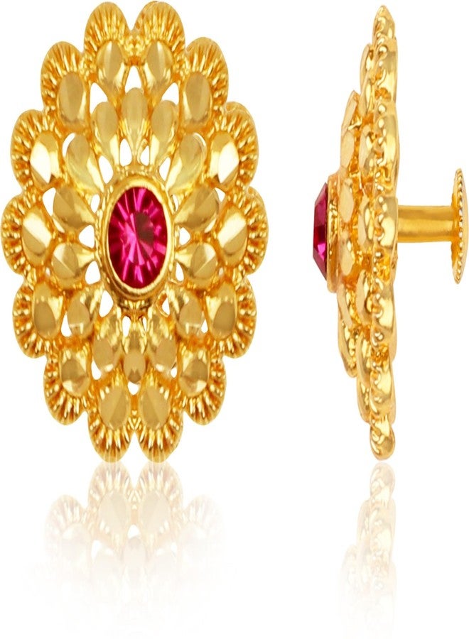 Lila Traditional Fashionable Golden Tops Earrings For Women Girl For Wedding & Anniversary Gift For Wife, Mother & Sister - Image 4