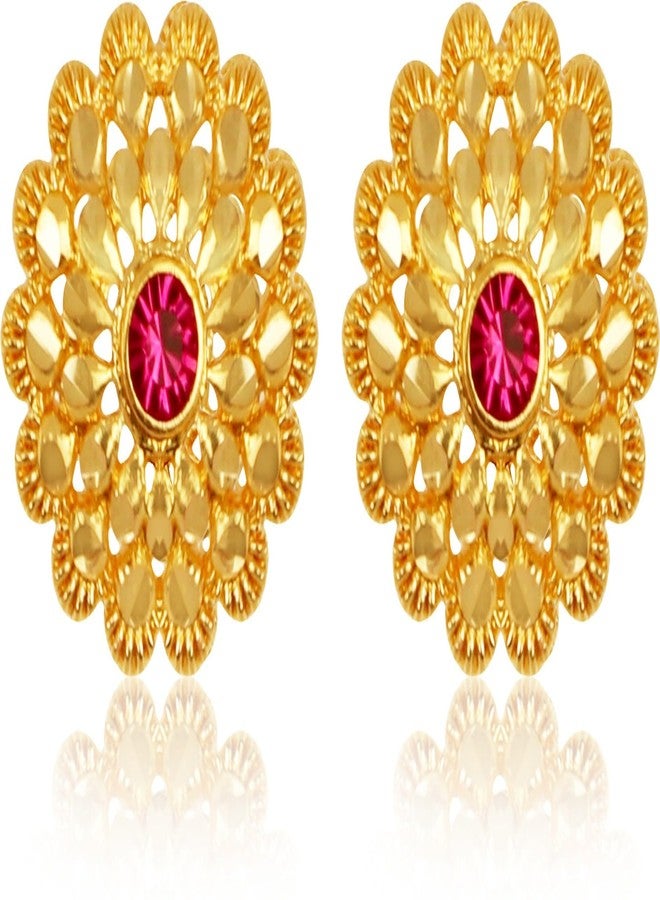Lila Traditional Fashionable Golden Tops Earrings For Women Girl For Wedding & Anniversary Gift For Wife, Mother & Sister - Image 2