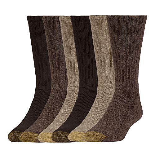GOLDTOE Men's Harrington Crew Socks, Multipairs, Taupe Marl/Khaki (6-Pairs), X-Large - Image 2