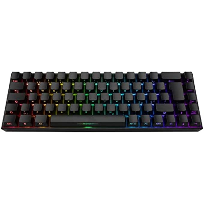 DELTACO GAMING DELTACO DK440R 65% WIRELESS RGB GAMING KEYBOARD, KAILH RED SWITCHES, N-KEY ROLLOVER, UK LAYOUT, FRONT LASERED KEYCAPS, UP TO 100H BATTERY LIFE, BLACK GAMING KEYBOARD - Image 1