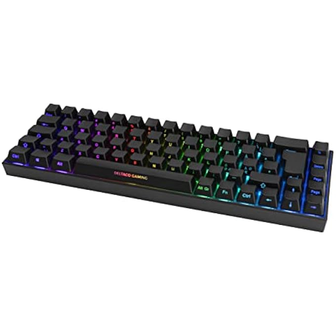 DELTACO GAMING DELTACO DK440R 65% WIRELESS RGB GAMING KEYBOARD, KAILH RED SWITCHES, N-KEY ROLLOVER, UK LAYOUT, FRONT LASERED KEYCAPS, UP TO 100H BATTERY LIFE, BLACK GAMING KEYBOARD - Image 3
