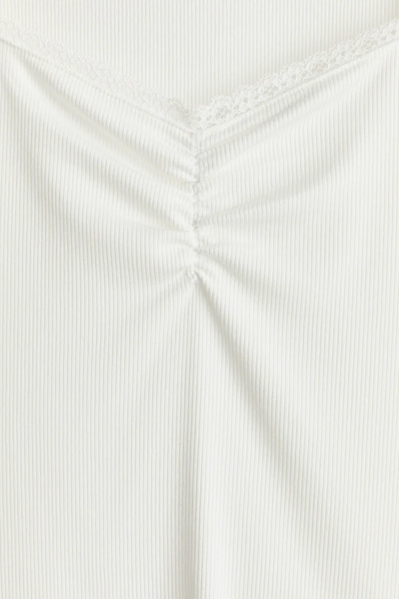 H&M Lace-Trimmed Ribbed Top