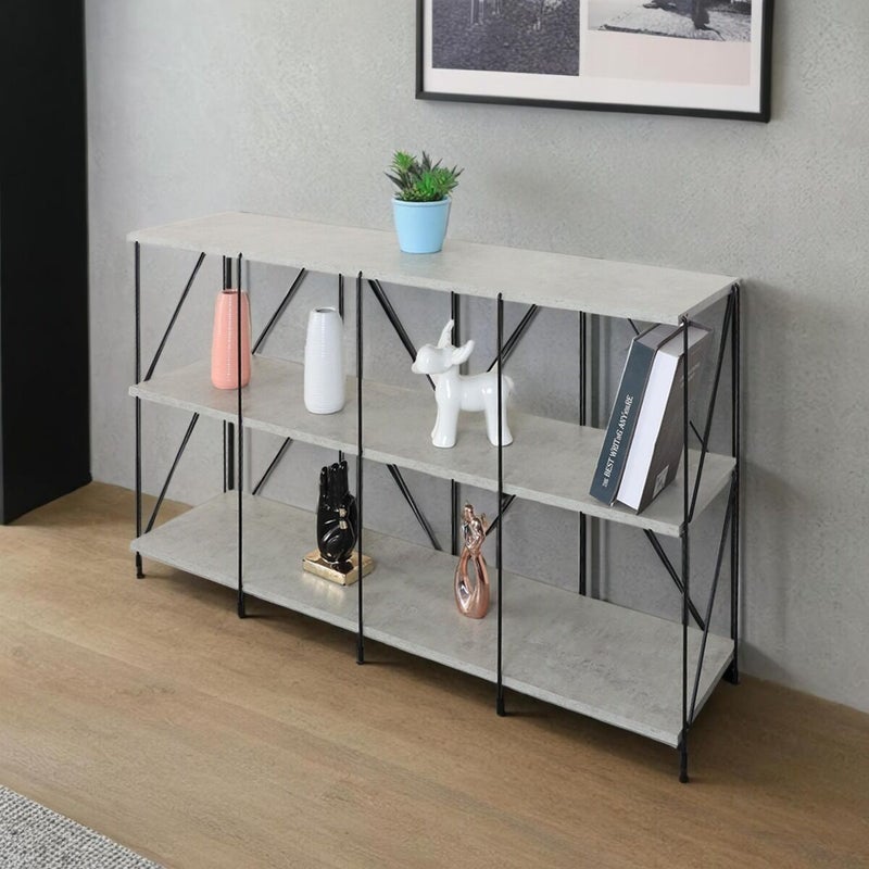 بيتي طاولة مداخل كونسول 3 ارفف ديكور خشب ماليزي لون رمادي - Image 1