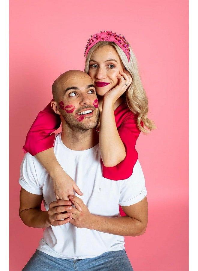 MOLOCH Pink Heart Headband For Women Rhinestone Conversation Love Heart Headbands Crystal Knotted Bejeweled Wide Velvet Fashion Hairband Valentines Day Country Concert Hair Accessories - Image 3