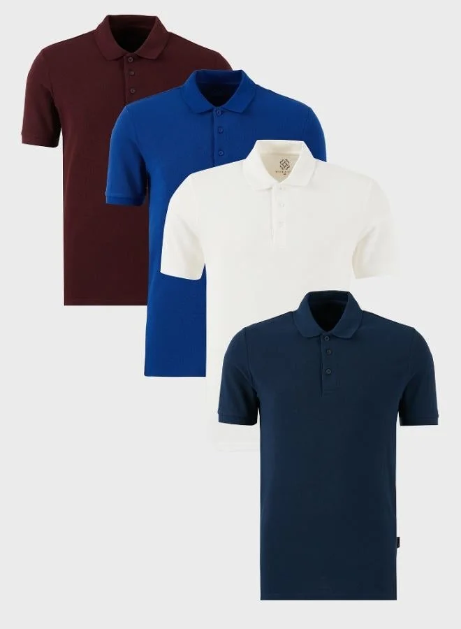 Buratti Buratti Cotton Regular Fit Button-Down Polo Collar 4-Pack T-Shirt Men's T-SHIRT 5902127S4